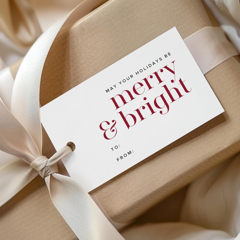 ThreeKin Collective ThreeKin Pack of 50 Christmas Gift Tags, 2 x 3.25 Rectangle Tag with Pre-Punched Hole, Perfect Hanging Tags for Holiday Gifts, Christmas Presents, Events and Celebrations | Gift Wrap Tags - Image 5